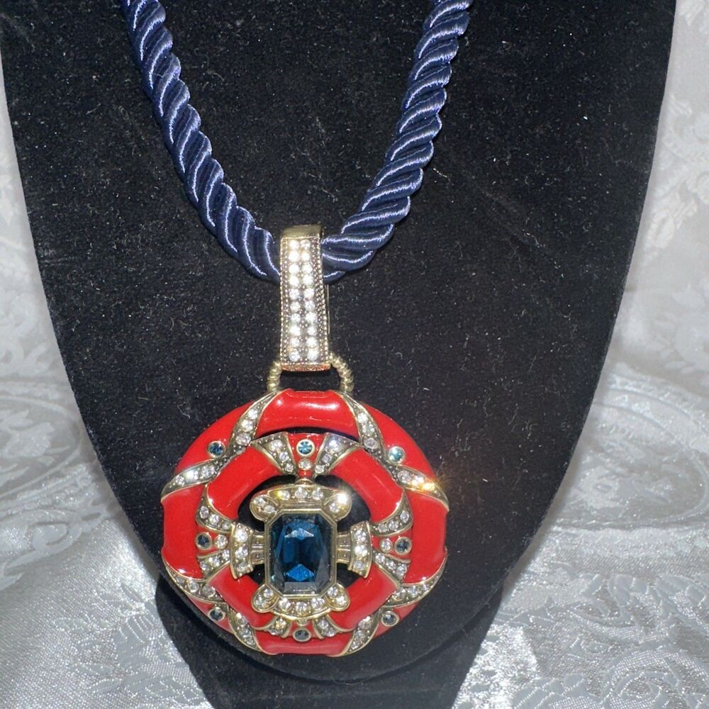 HEIDI DAUS Newport Chic Enamel Necklace Red Blue